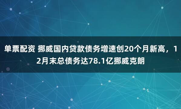 单票配资 挪威国内贷款债务增速创20个月新高,12月末总债务达78.1亿挪威克朗